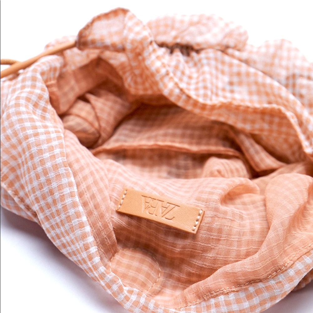 Zara new with tags Gingham Organza bag pin and blue - Picture 3 of 6
